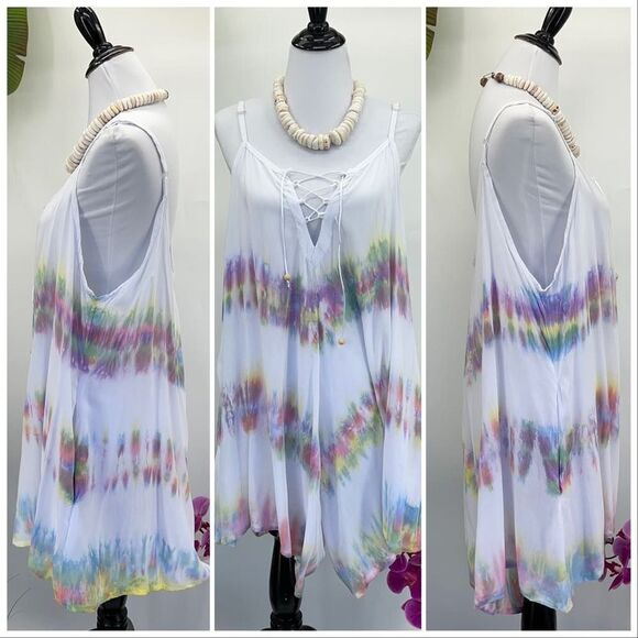 The Kau wela Mini Romper Beach Boho Romper Gypsy Overall Wide Leg - Picture 8 of 16